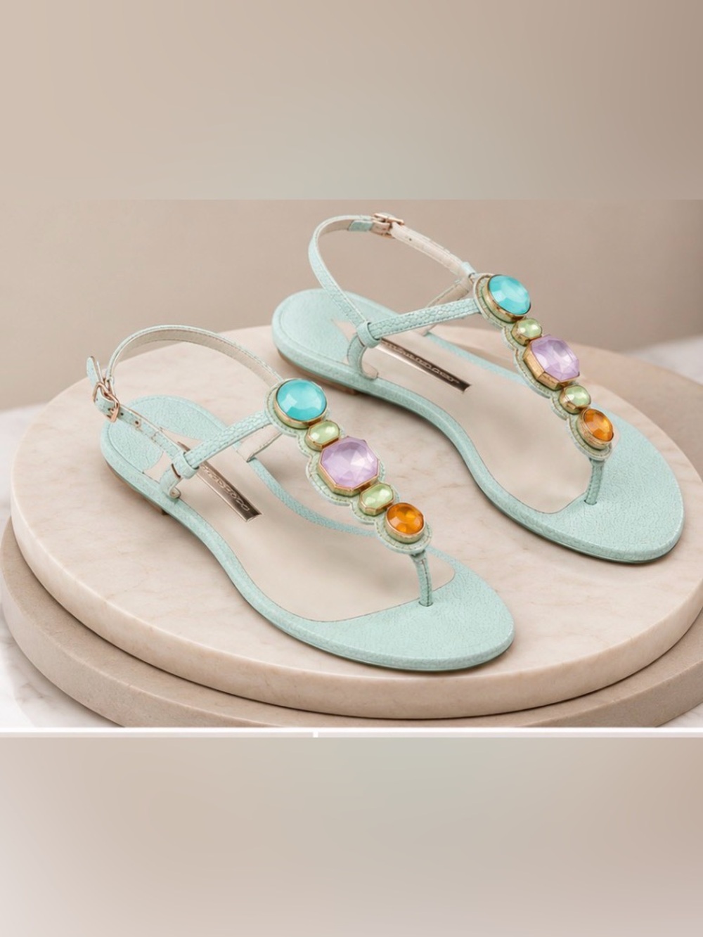 Size 36 Sophia Webster “Layla” jeweled flat sandal